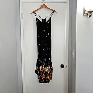 Dress - Floral Print Halter flare bottom
